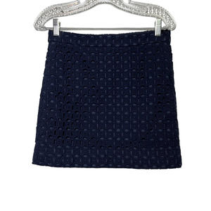 J. Crew Navy Blue Eyelet Mini Skirt Size 2